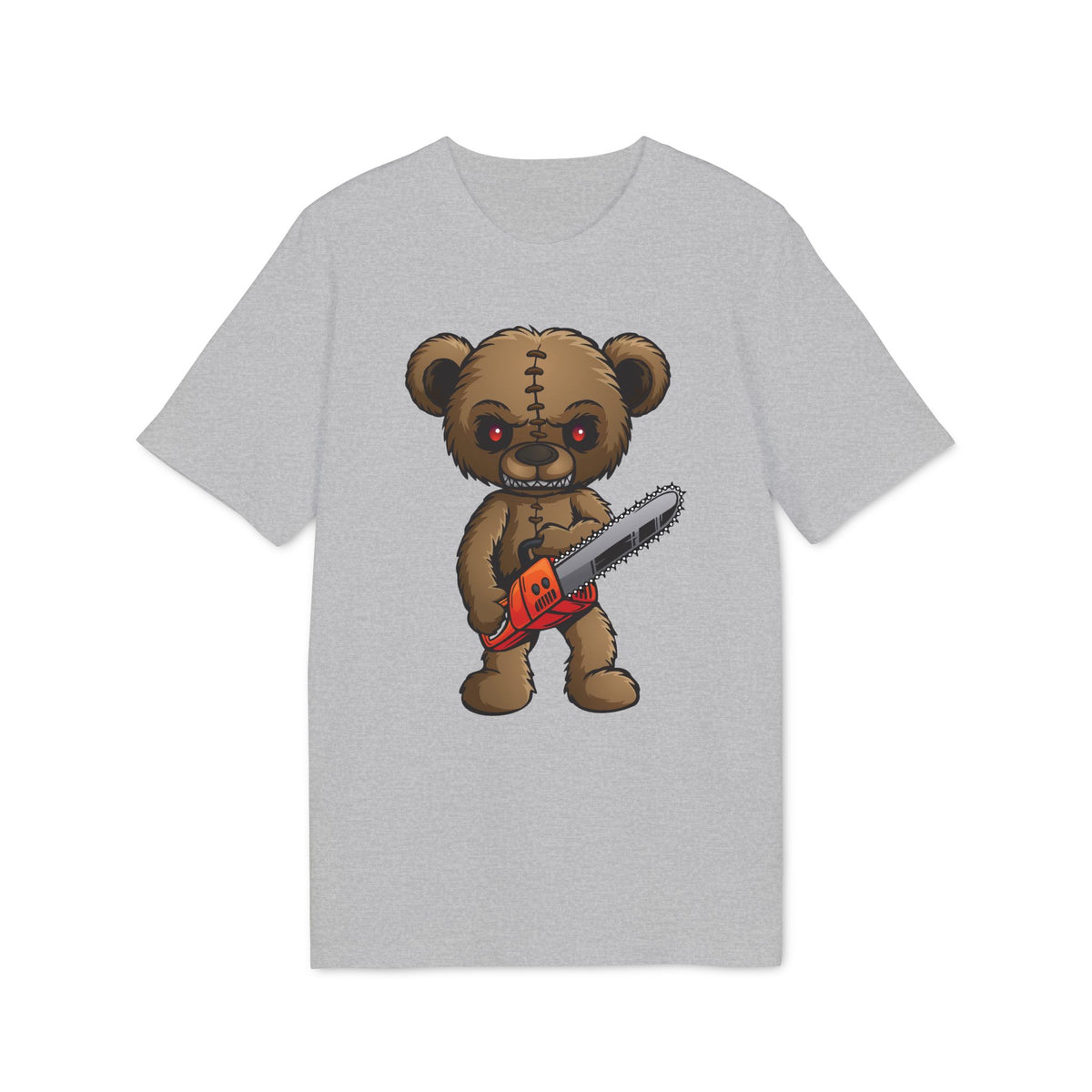 Halloween Chainsaw Teddy Bear Organic Cotton T-Shirt - Medium Fit