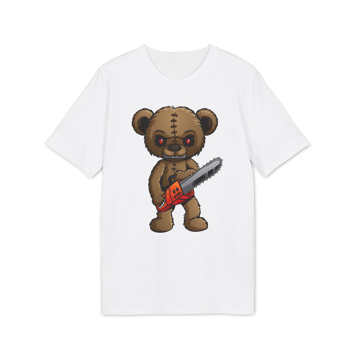 Halloween Chainsaw Teddy Bear Organic Cotton T-Shirt - Medium Fit