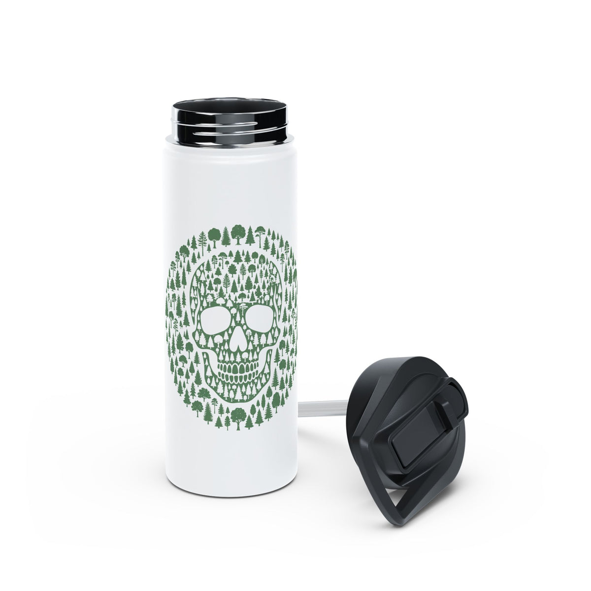 Green Trees Skull Stainless Steel Insulated Water Bottle