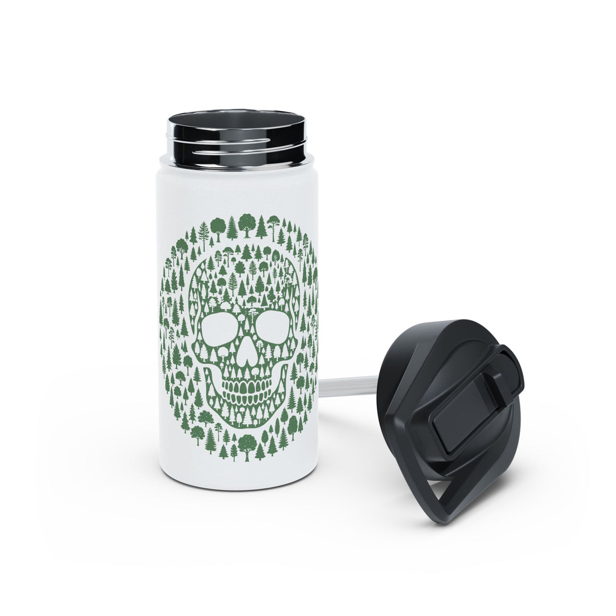 Green Trees Skull Stainless Steel Insulated Water Bottle