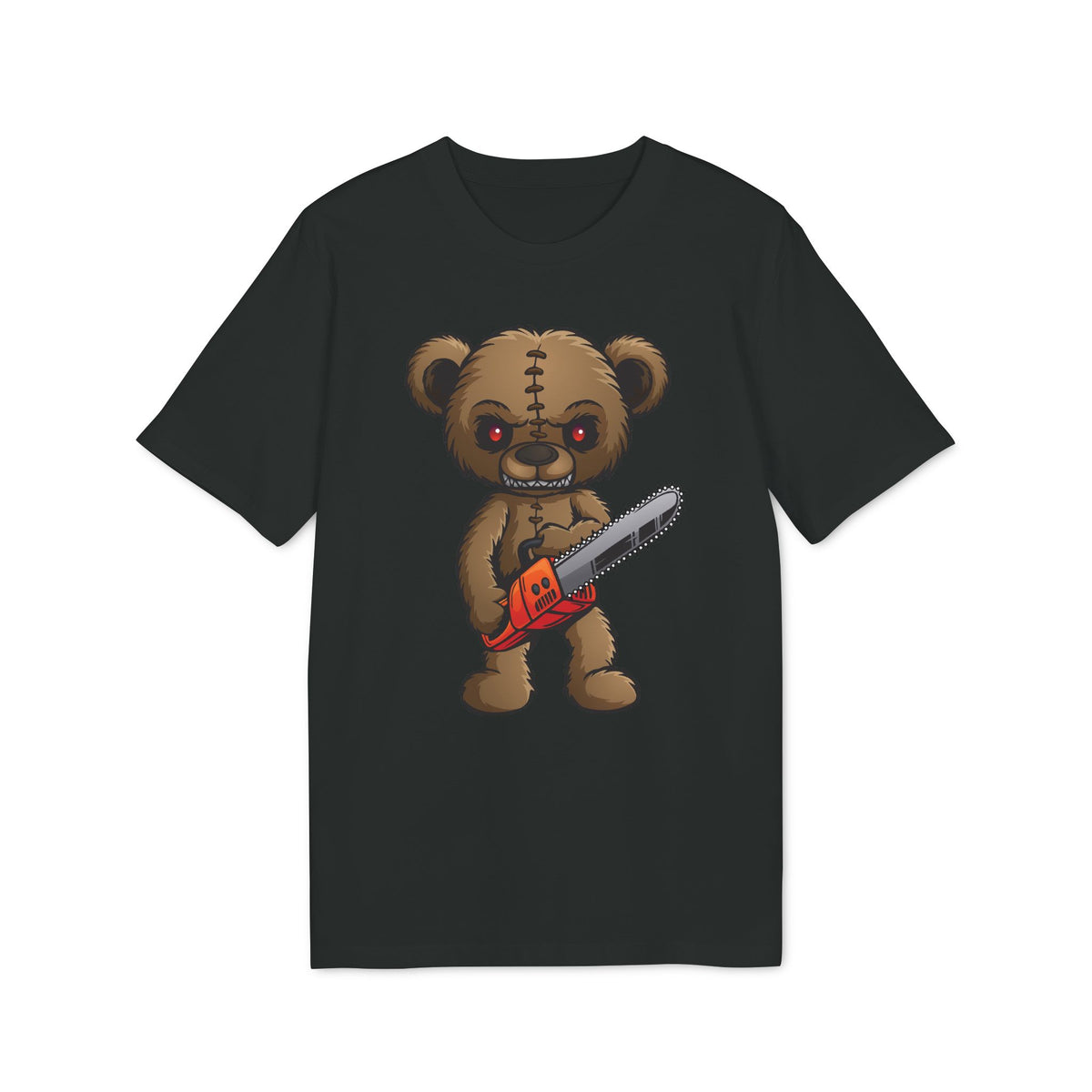 Halloween Chainsaw Teddy Bear Organic Cotton T-Shirt - Medium Fit