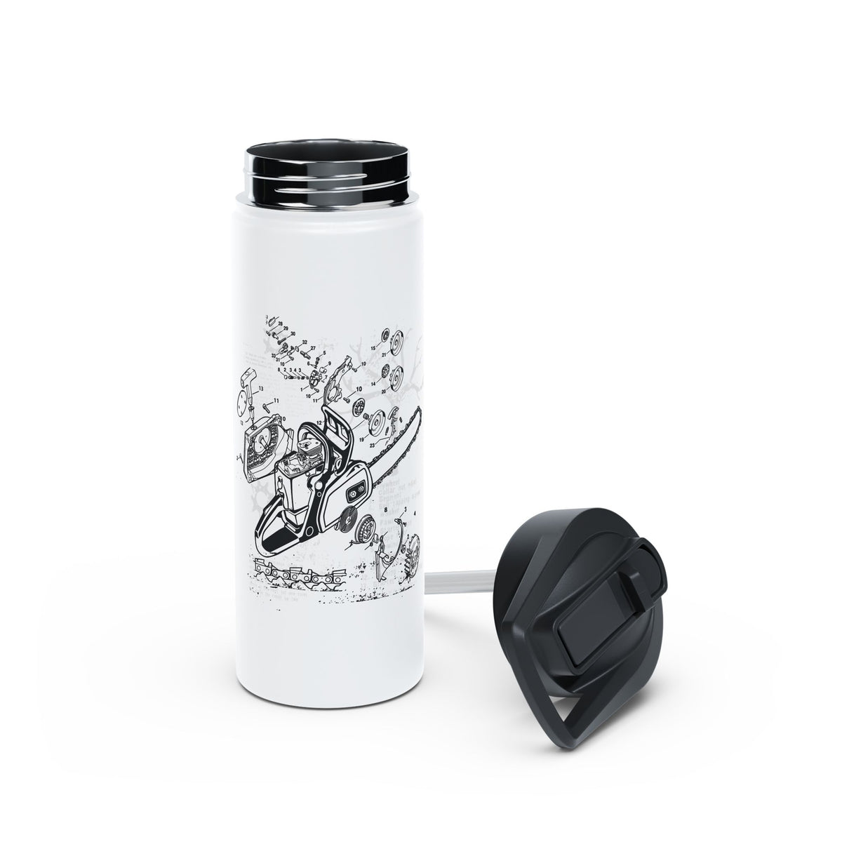 Chainsaw Exploded Diagram Stainless Steel Insulated Water Bottle