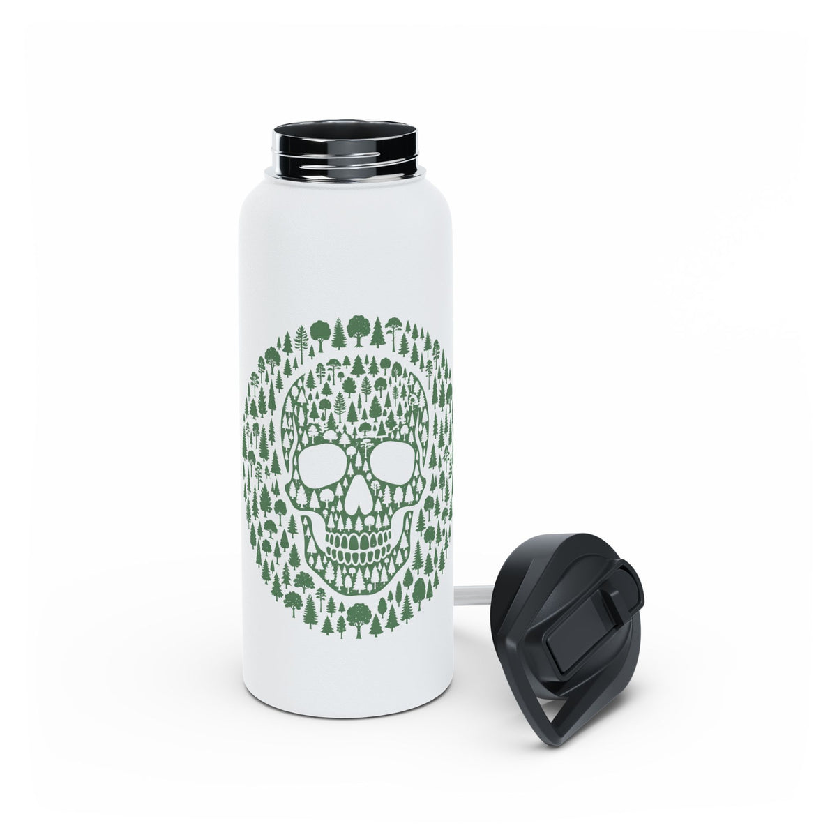 Green Trees Skull Stainless Steel Insulated Water Bottle