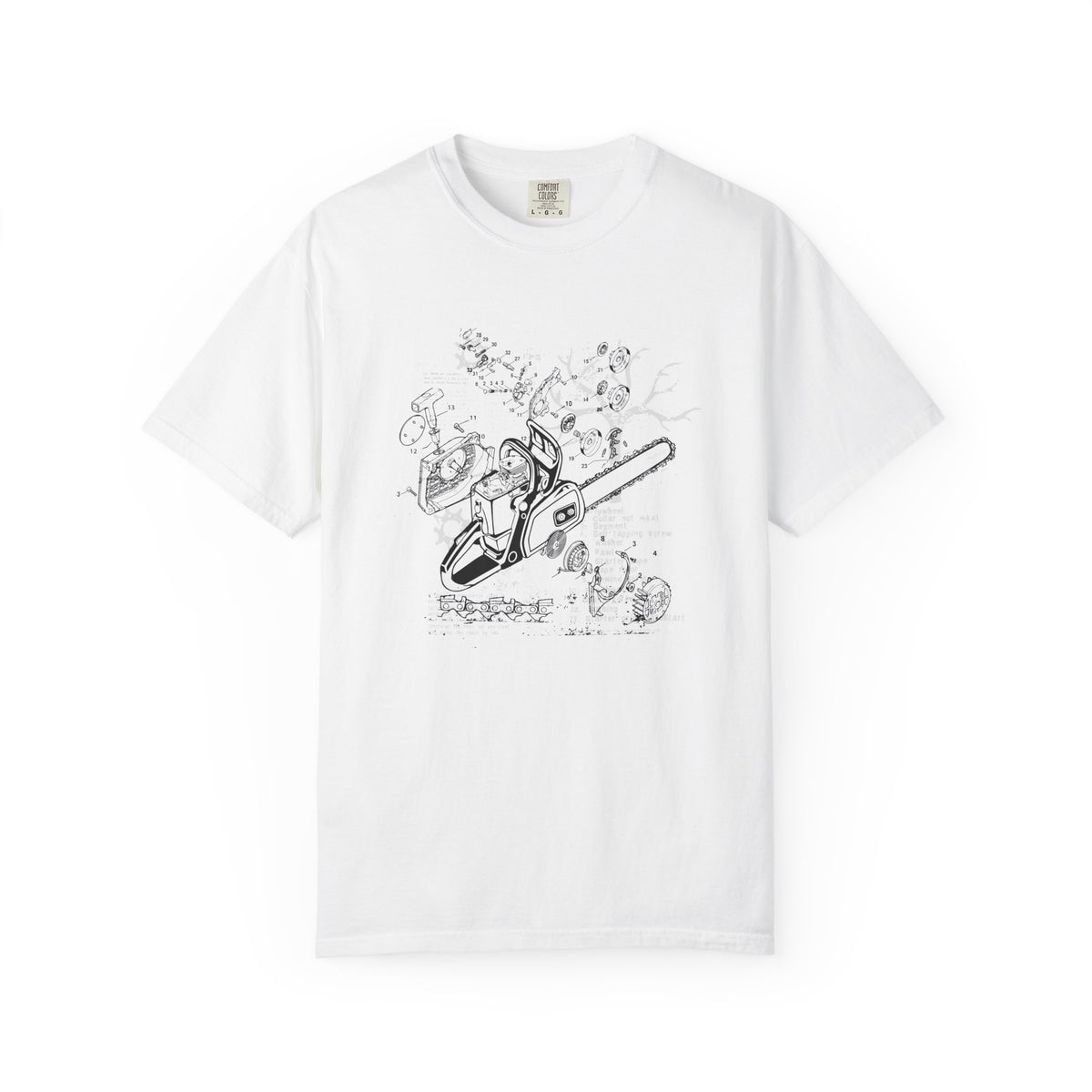 Chainsaw Exploded Diagram Heavyweight T-Shirt - Relaxed Fit