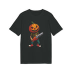 Halloween Pumpkin Head Chainsaw Organic Cotton T-Shirt - Medium Fit