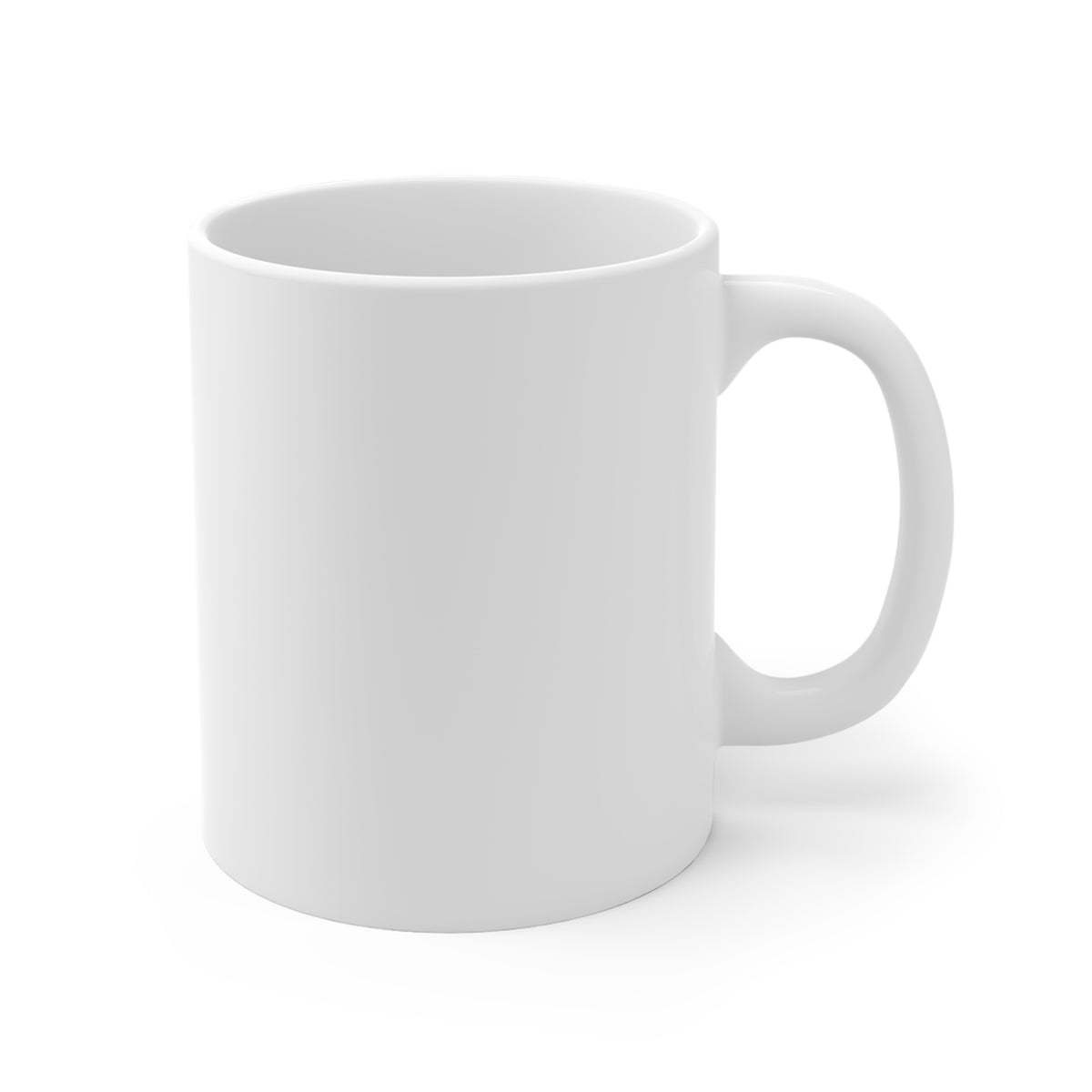 White ceramic mug on a white background