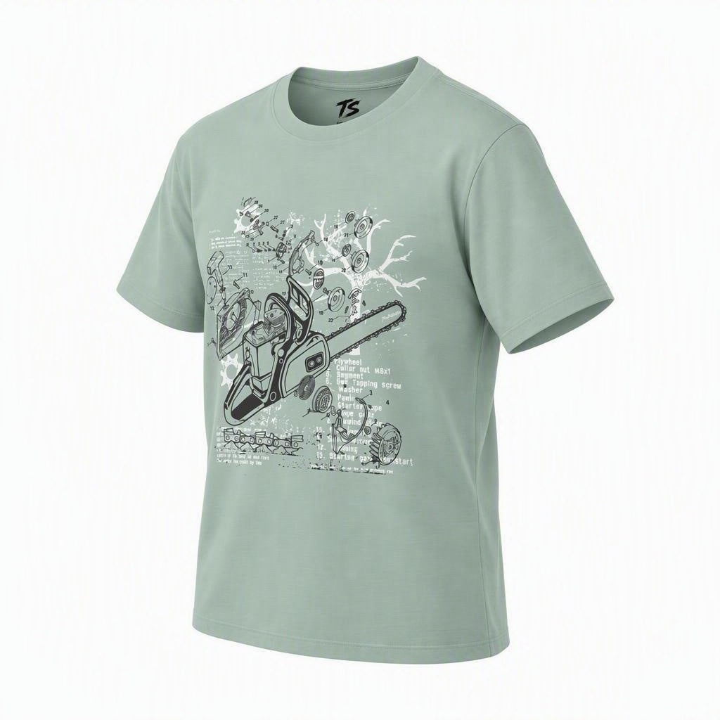 Chainsaw Exploded Diagram Organic Cotton T-Shirt