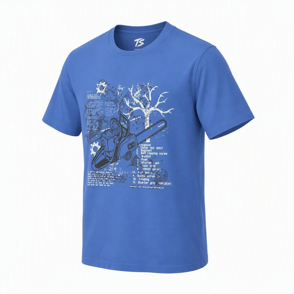 Chainsaw Exploded Diagram Organic Cotton T-Shirt