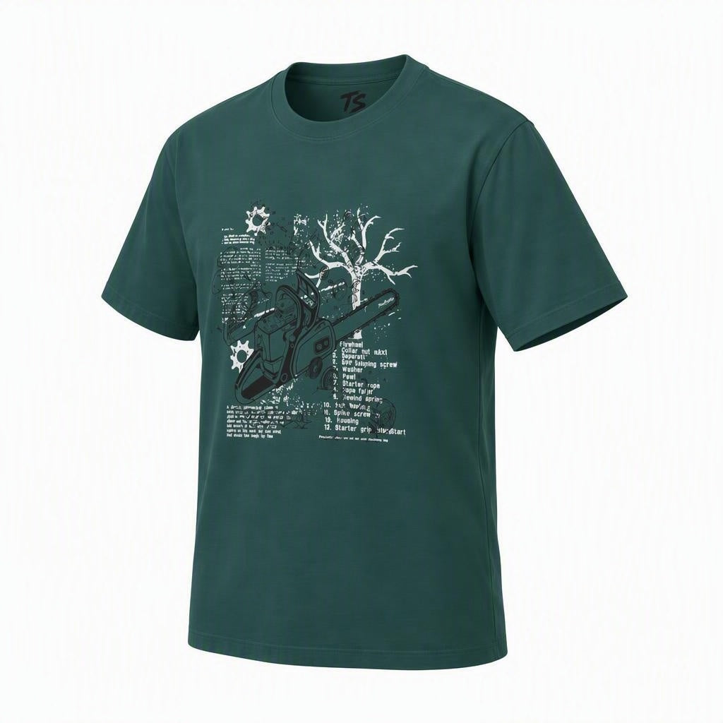 Chainsaw Exploded Diagram Organic Cotton T-Shirt