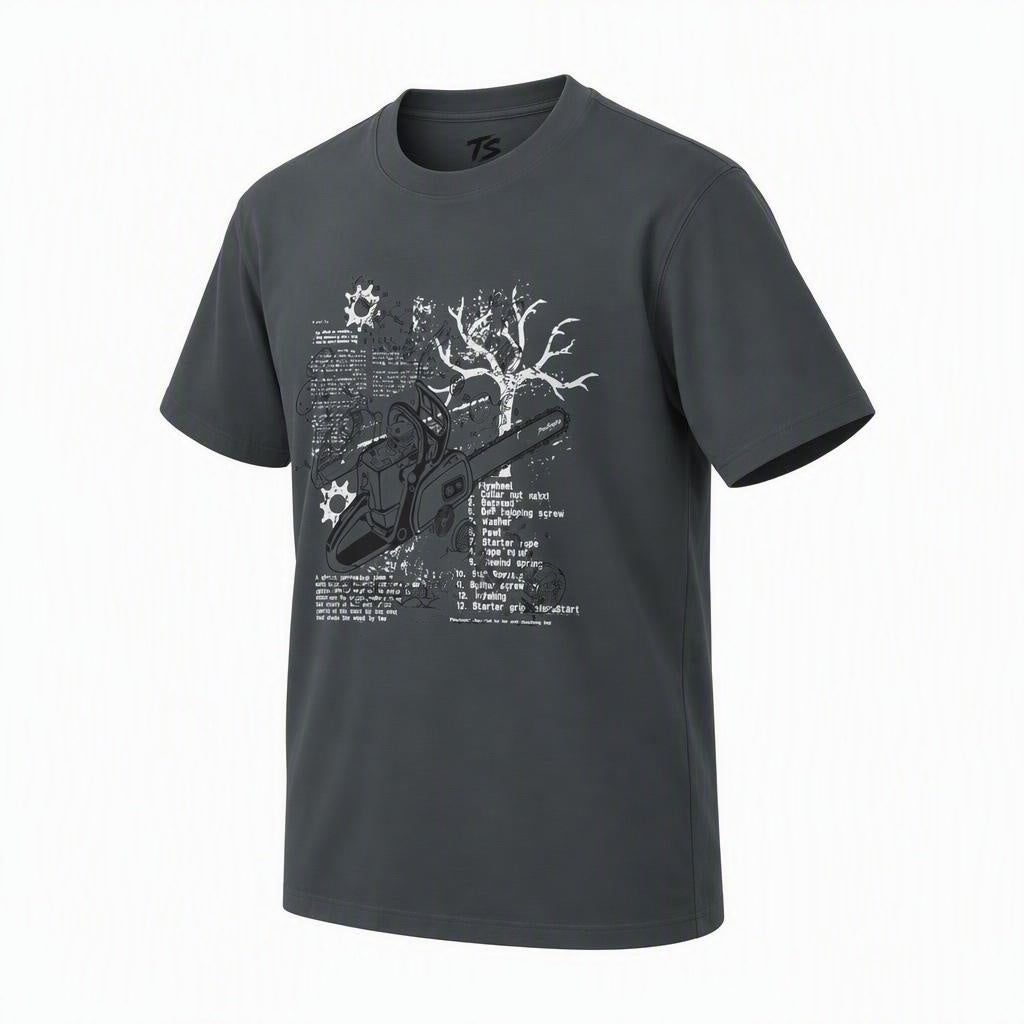 Chainsaw Exploded Diagram Organic Cotton T-Shirt