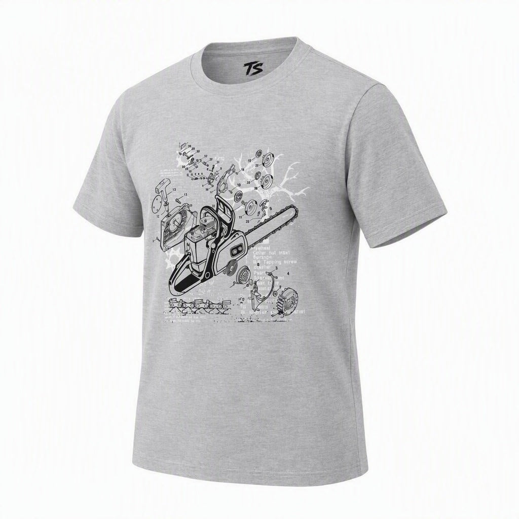 Chainsaw Exploded Diagram Organic Cotton T-Shirt