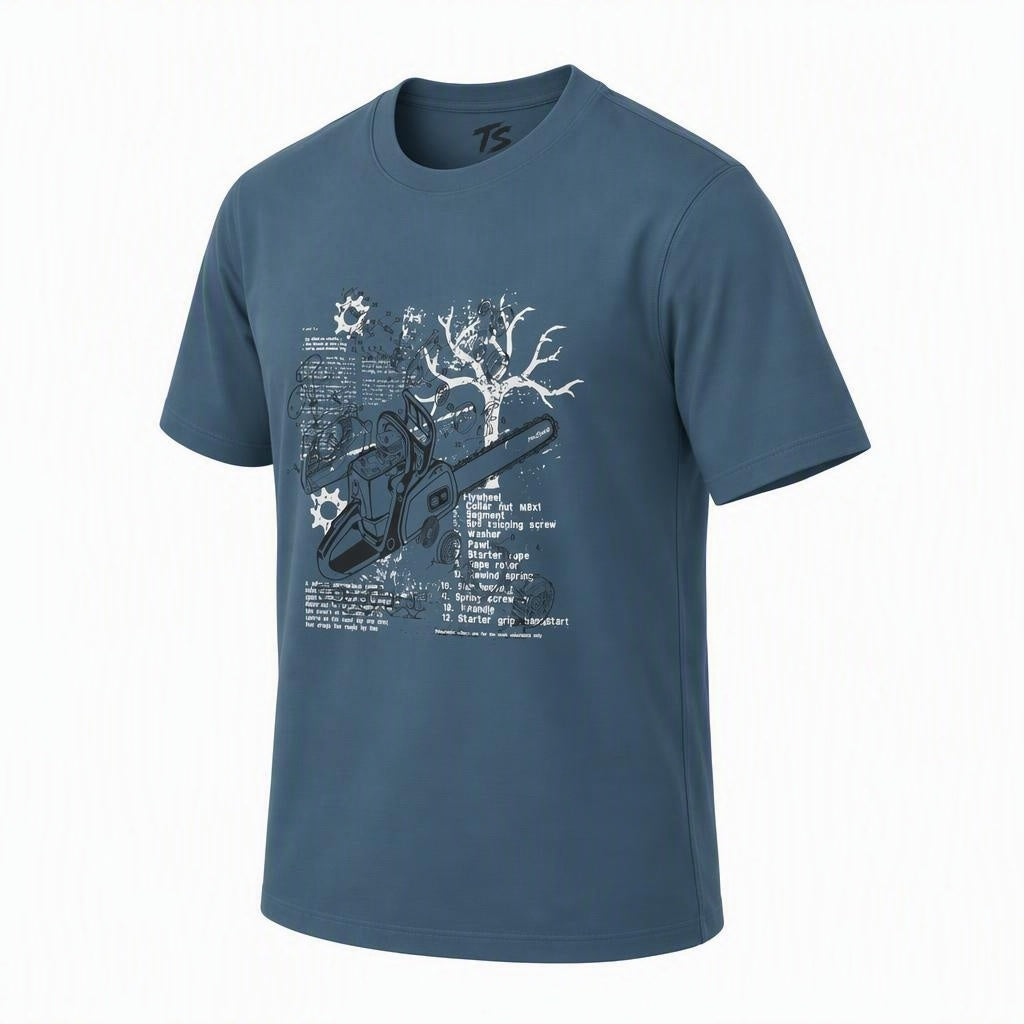 Chainsaw Exploded Diagram Organic Cotton T-Shirt