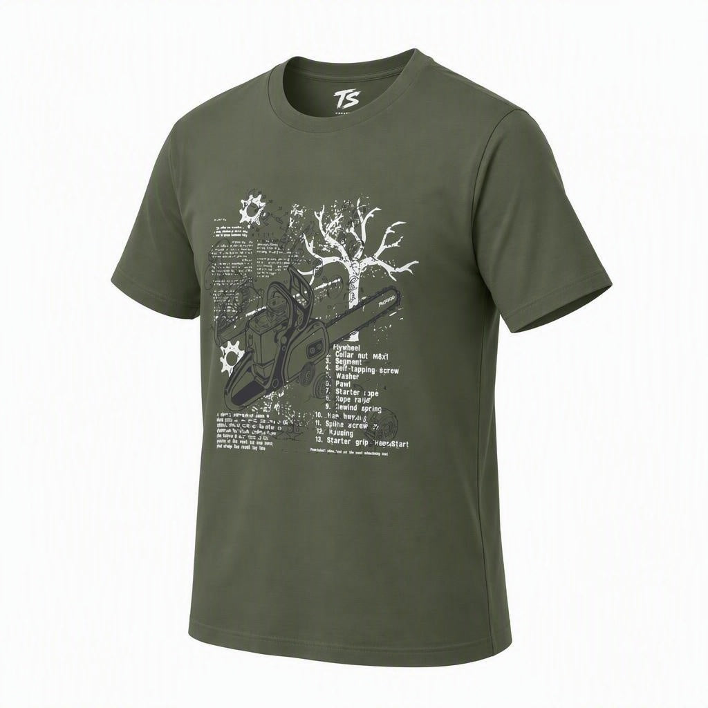 Chainsaw Exploded Diagram Organic Cotton T-Shirt