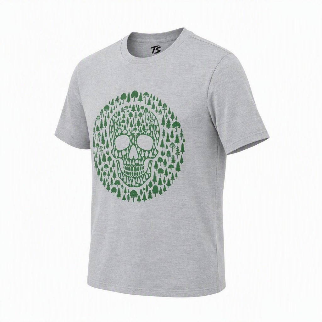 Green Trees Skull Organic Cotton T-Shirt