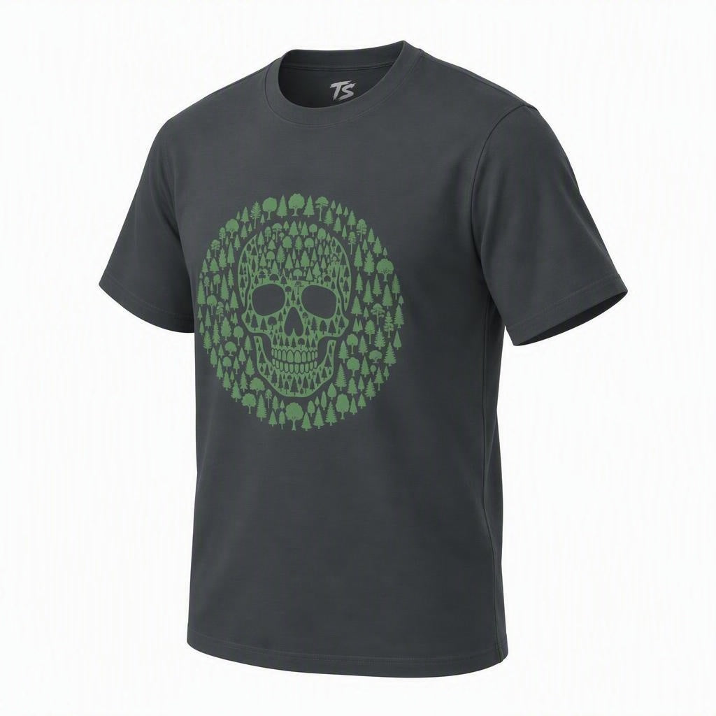 Green Trees Skull Organic Cotton T-Shirt