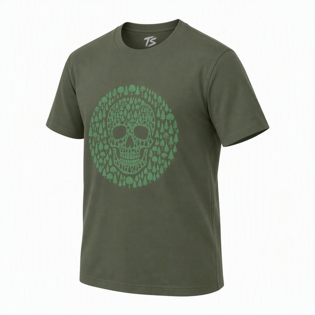 Green Trees Skull Organic Cotton T-Shirt