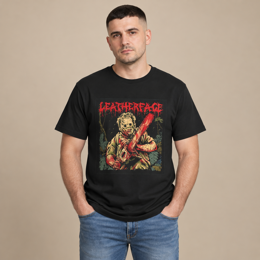 Halloween Leatherface Chainsaw Horror Organic Cotton T-Shirt - Medium Fit