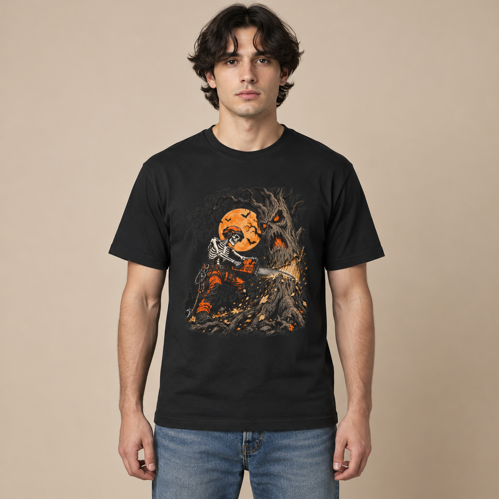 Halloween Haunted Tree Slayer Organic Cotton T-Shirt - Medium Fit
