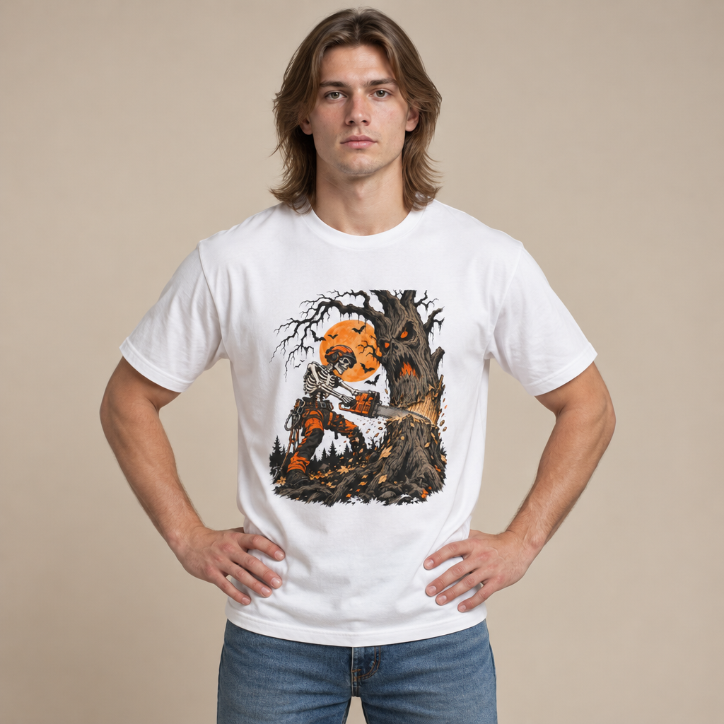 Halloween Haunted Tree Slayer Organic Cotton T-Shirt - Medium Fit