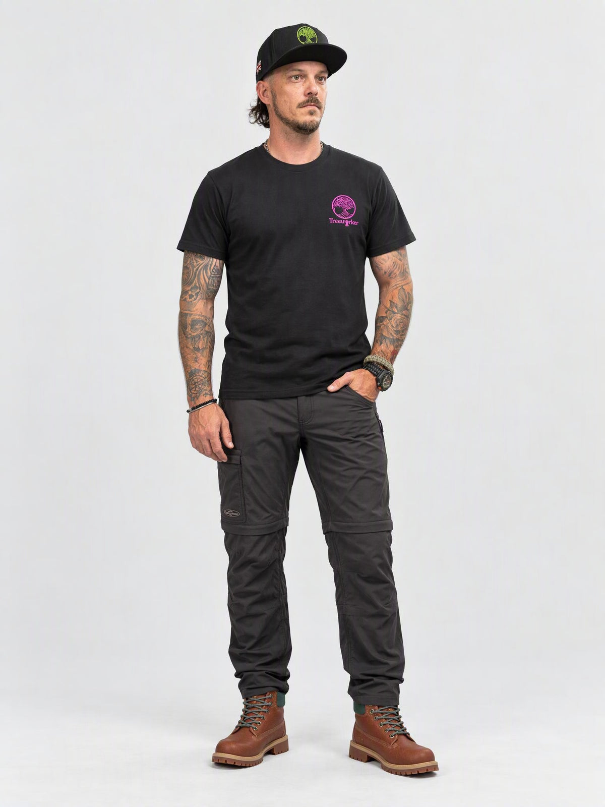 Treeworker Pink Ribbon Chest Logo Organic Cotton T-Shirt